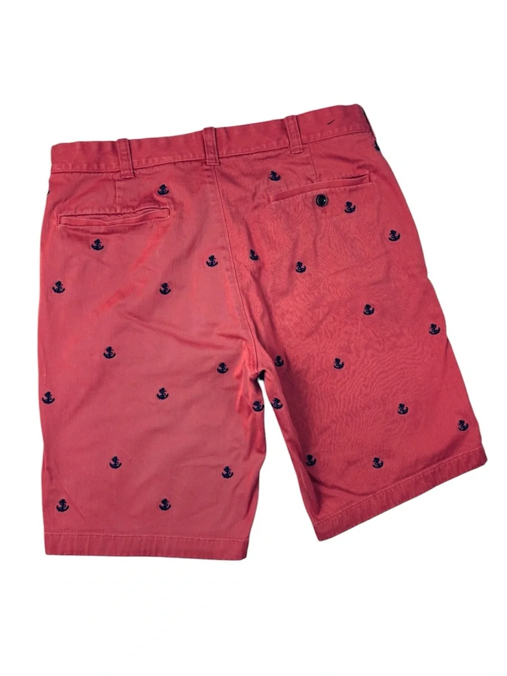 J.Crew Men’s Salmon Stretch Chino Anchor Embroidered Shorts Nautical Preppy (33)